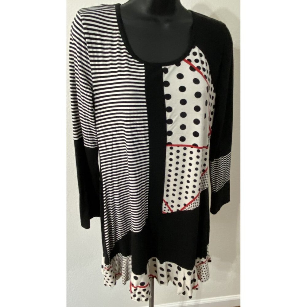 Aster by Firmiana Womens Size Small Long Sleeve Tunic Style Top Multi Color